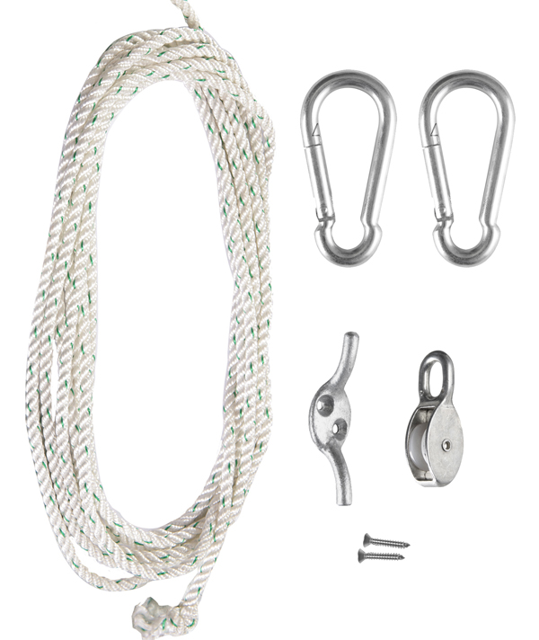 Kit accessori di fissaggio in acciaio zincato con carrucola