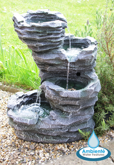 Fontana a cascata effetto roccia con luci Trevell - Ambienté™