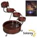 Fontana a cascata Etna in ceramica ad energia solare con batteria di riserva e luci a LED - da Solaray™