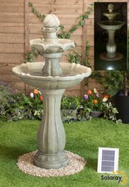 Fontana in stile antico imperiale ad energia solare su più livelli 112cm con luci - da Solaray™