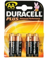 Confezione 4 batterie Duracell AA Plus