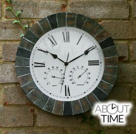 Orologio da giardino in poliresina effetto ardesia - 35.5cm - About Time™