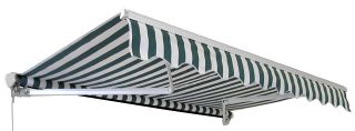 Tenda da sole manuale a cassonetto parziale a strisce bianche e verdi da 1.5 metri