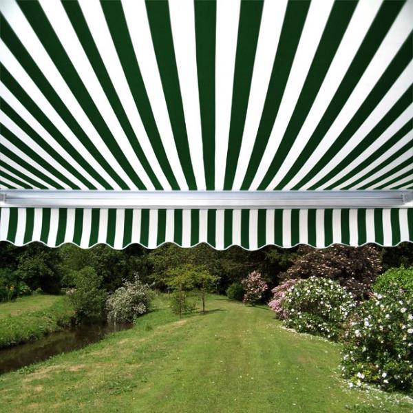 Tenda da sole manuale a cassonetto parziale a strisce bianche e verdi da 3.0 metri