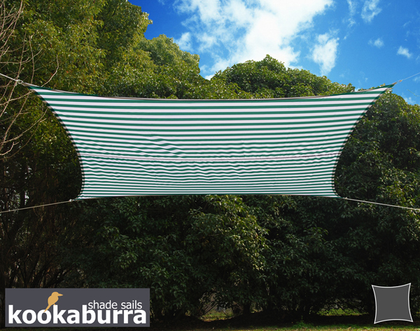 Tende a vela Kookaburra® - Quadrata 5,4 m Verde e bianco Tessuto Impermeabile
