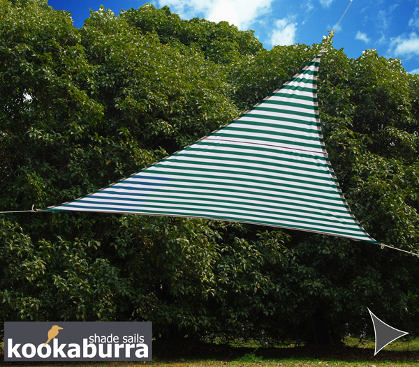 Tende a vela Kookaburra® - Triangolare 5 mt Verde e bianco Tessuto Impermeabile