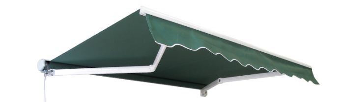 Tenda da sole elettrica a cassonetto parziale di colore verde da 4.0 metri