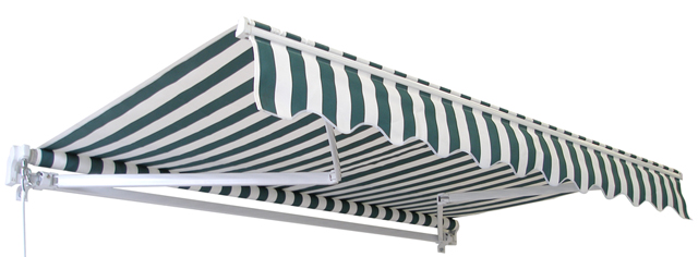 Tenda da sole manuale standard a strisce bianche e verdi da 4.5 metri