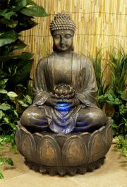 Fontana Buddha Fiorente con luci