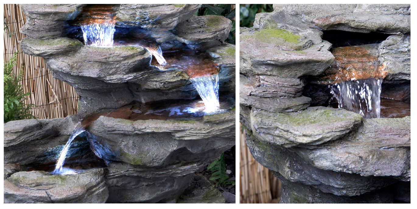 a Cascata “Ogen” su quattro livelli con Luci a LED Fontana giardino 